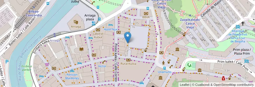 Mapa de ubicacion de Plaza Nueva en 西班牙, 巴斯克, 比斯开, Bilboaldea, 毕尔巴鄂.