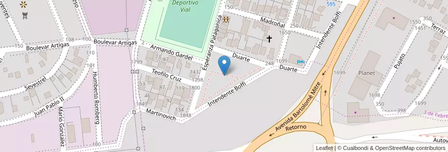 Mapa de ubicacion de Plaza Nuevos Pobladores en الأرجنتين, تشيلي, محافظة سانتا كروز, Deseado, Caleta Olivia.