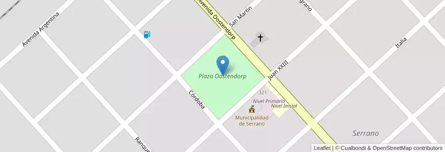Mapa de ubicacion de Plaza Oostendorp en Аргентина, Кордова, Departamento Presidente Roque Sáenz Peña, Pedanía La Amarga, Municipio De Serrano, Serrano.