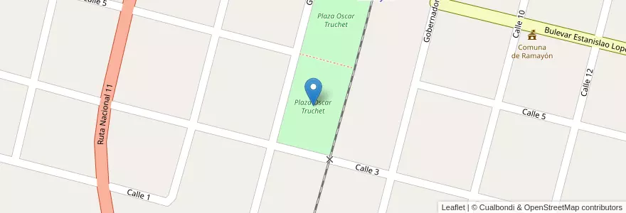 Mapa de ubicacion de Plaza Oscar Truchet en アルゼンチン, サンタフェ州, Departamento San Justo, Municipio De Ramayón.