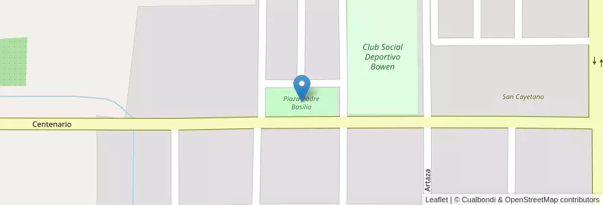 Mapa de ubicacion de Plaza Padre Basilio en アルゼンチン, メンドーサ州, General Alvear, Distrito Bowen.