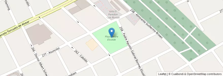 Mapa de ubicacion de Plaza Padre Elizalde en Argentina, Buenos Aires, Partido De Tres De Febrero, Ciudadela.