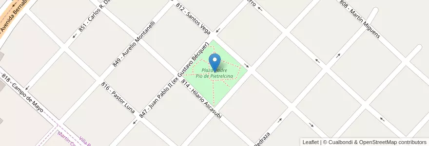 Mapa de ubicacion de Plaza Padre Pio de Pietrelcina en Argentina, Provincia Di Buenos Aires, Partido De Tres De Febrero, Villa Bosch.