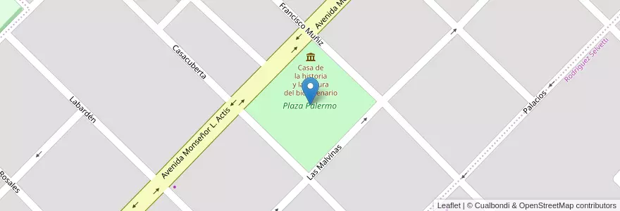 Mapa de ubicacion de Plaza Palermo en アルゼンチン, ブエノスアイレス州, Partido De Tandil, Tandil.
