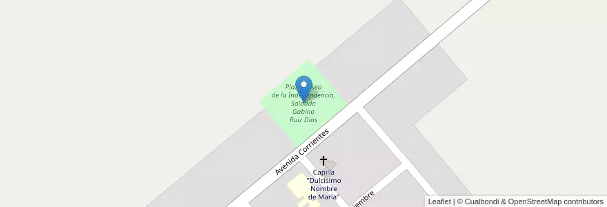 Mapa de ubicacion de Plaza Paseo de la Independencia, Soldado Gabino Ruiz Días en Arjantin, Corrientes, Departamento San Roque, Municipio De Colonia Pando.