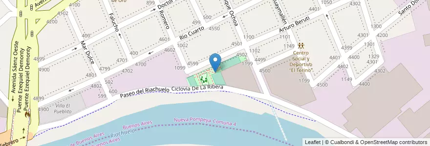 Mapa de ubicacion de Plaza Paseo del Riachuelo, Nueva Pompeya en Argentina, Ciudad Autónoma De Buenos Aires, Comuna 4, Buenos Aires.