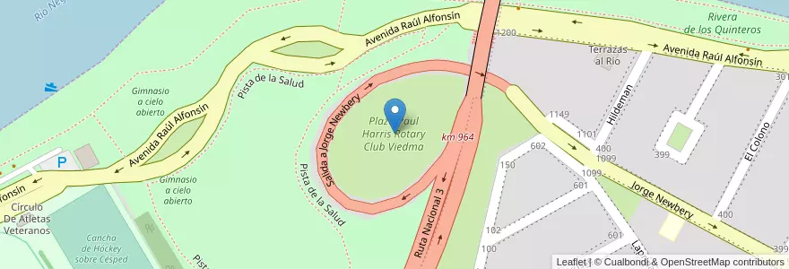 Mapa de ubicacion de Plaza Paul Harris Rotary Club Viedma en آرژانتین, استان ریو نگرو، آرژانتین, Departamento Adolfo Alsina, Viedma, Viedma.