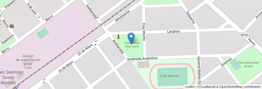 Mapa de ubicacion de Plaza Paula Albarracín en الأرجنتين, بوينس آيرس, Partido De Roque Pérez, Roque Pérez.