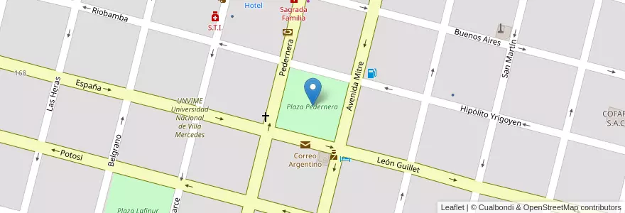Mapa de ubicacion de Plaza Pedernera en Argentine, San Luis, General Pedernera, Villa Mercedes, Municipio De Villa Mercedes.