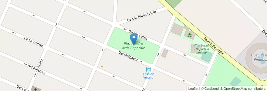 Mapa de ubicacion de Plaza Pedro Actis Caporale en الأرجنتين, بوينس آيرس, Partido De Pinamar.