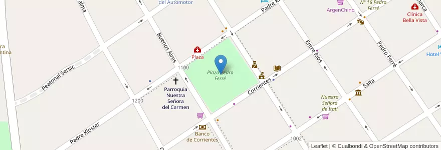 Mapa de ubicacion de Plaza Pedro Ferré en Argentine, Corrientes, Departamento Bella Vista, Municipio De Bella Vista.