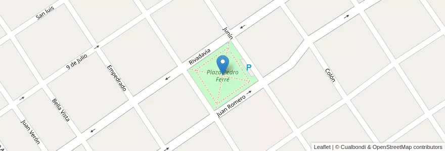 Mapa de ubicacion de Plaza Pedro Ferré en Аргентина, Корриентес, Departamento San Luis Del Palmar, Municipio De San Luis Del Palmar.