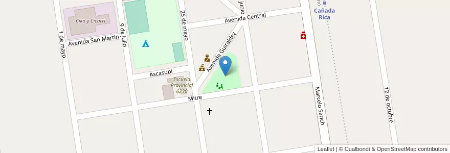 Mapa de ubicacion de Plaza Pedro Sánchez en Аргентина, Санта-Фе, Departamento Constitución, Municipio De Cañada Rica.