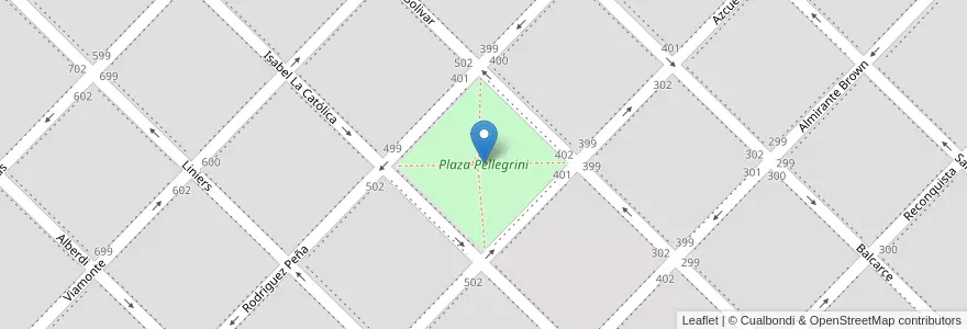 Mapa de ubicacion de Plaza Pellegrini en Argentine, Province De Buenos Aires, Partido De Tres Arroyos, Tres Arroyos.