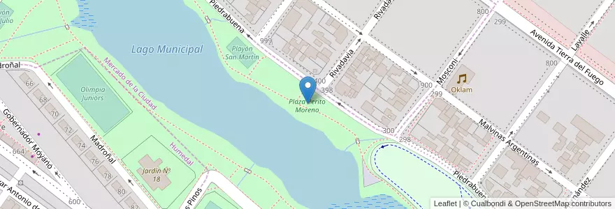 Mapa de ubicacion de Plaza Perito Moreno en الأرجنتين, محافظة سانتا كروز, تشيلي, Mercado De La Ciudad, Humedal, Deseado, Caleta Olivia.