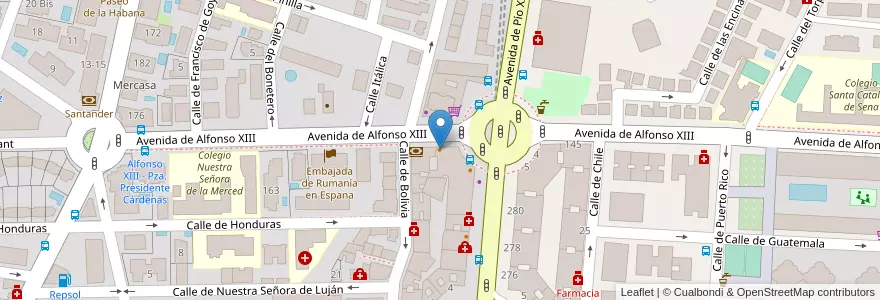 Mapa de ubicacion de Plaza Perú en Spanien, Autonome Gemeinschaft Madrid, Autonome Gemeinschaft Madrid, Área Metropolitana De Madrid Y Corredor Del Henares, Madrid.