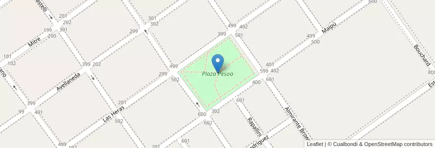 Mapa de ubicacion de Plaza Pesoa en Argentina, Buenos Aires, Partido De San Vicente.