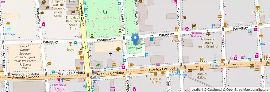 Mapa de ubicacion de Plaza Petronila Rodríguez, Recoleta en Argentinië, Ciudad Autónoma De Buenos Aires, Comuna 2, Buenos Aires.