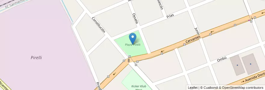 Mapa de ubicacion de Plaza Pirelli en الأرجنتين, بوينس آيرس, Partido De Merlo, Merlo.