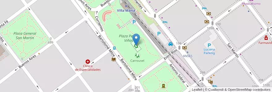Mapa de ubicacion de Plaza Pista Educación Vial en Argentina, Córdova, Departamento General San Martín, Pedanía Villa María, Municipio De Villa María, Villa María.