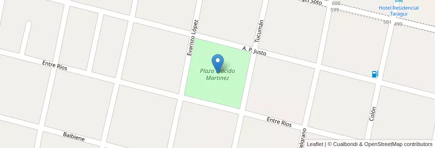 Mapa de ubicacion de Plaza Placido Martinez en 阿根廷, Corrientes, Departamento Goya, Municipio De Goya.