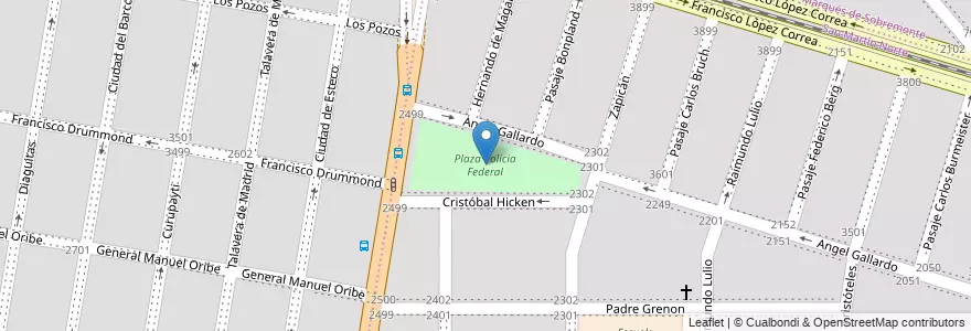 Mapa de ubicacion de Plaza Policía Federal en Аргентина, Кордова, Departamento Capital, Pedanía Capital, Córdoba, Municipio De Córdoba.