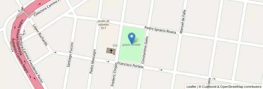 Mapa de ubicacion de plaza Portela en Argentinien, Provinz Buenos Aires, Partido De Lomas De Zamora, Lomas De Zamora.