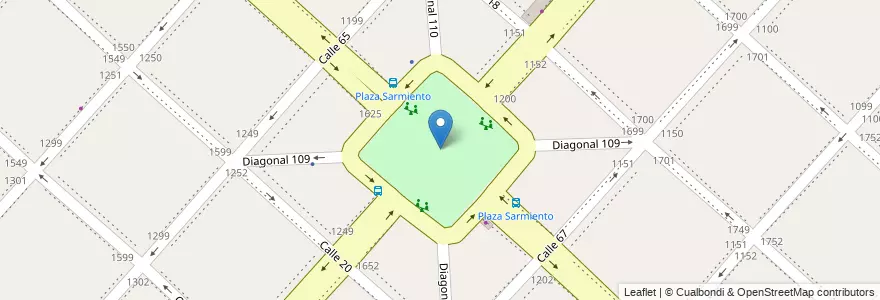 Mapa de ubicacion de Plaza Presidente Domingo Faustino Sarmiento, Casco Urbano en アルゼンチン, ブエノスアイレス州, Partido De La Plata, La Plata.