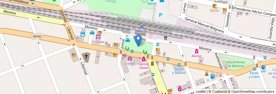 Mapa de ubicacion de Plaza Presidente Nestor Kirchner en Argentinië, Buenos Aires, Partido De Merlo, Merlo.