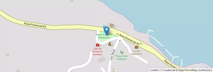 Mapa de ubicacion de Plaza Primeros Pobladores en Arjantin, Şili, Neuquén, Departamento Los Lagos, Comisión De Fomento De Villa Traful, Villa Traful.