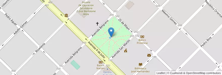 Mapa de ubicacion de Plaza principal en アルゼンチン, ブエノスアイレス州, Partido De Tapalqué.
