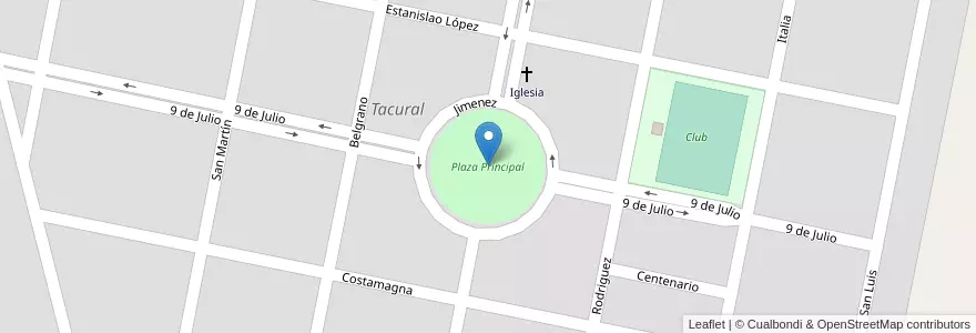 Mapa de ubicacion de Plaza Principal en Argentinië, Santa Fe, Departamento Castellanos, Municipio De Tacural.