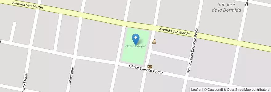 Mapa de ubicacion de Plaza Principal en Аргентина, Кордова, Departamento Tulumba, Pedanía Dormida, Municipio De San José De La Dormida, San José De La Dormida.