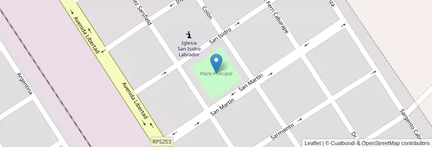 Mapa de ubicacion de Plaza Principal en Argentinien, Provinz Córdoba, Departamento Tercero Arriba, Pedanía Salto, Municipio De Corralito.