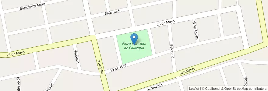 Mapa de ubicacion de Plaza Principal de Calilegua en アルゼンチン, フフイ州, Departamento Ledesma, Municipio De Calilegua.