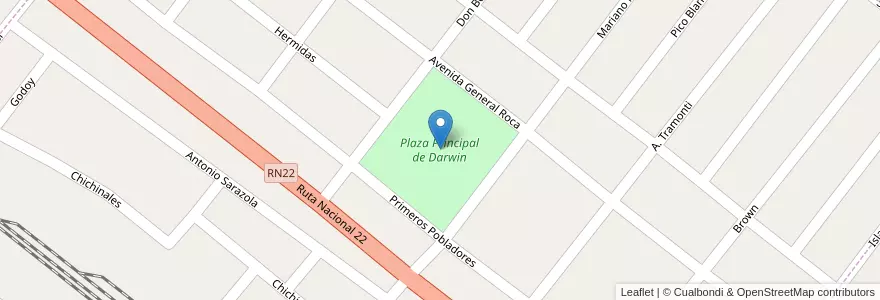 Mapa de ubicacion de Plaza Principal de Darwin en Argentine, Province De Río Negro, Departamento Avellaneda, Darwin.