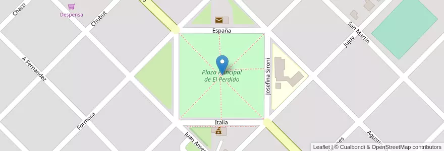 Mapa de ubicacion de Plaza Principal de El Perdido en 阿根廷, 布宜诺斯艾利斯省, Partido De Coronel Dorrego.