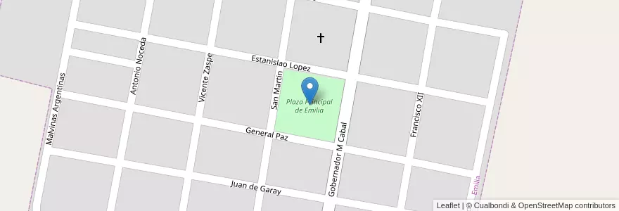 Mapa de ubicacion de Plaza Principal de Emilia en 아르헨티나, Santa Fe, Departamento La Capital, Municipio De Emilia, Emilia.