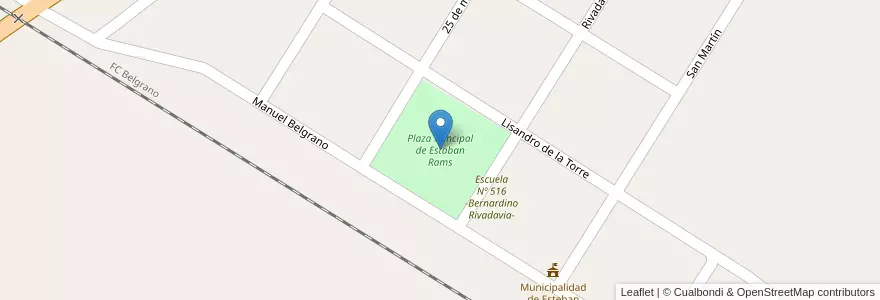 Mapa de ubicacion de Plaza Principal de Estaban Rams en アルゼンチン, サンタフェ州, Municipio De Esteban Rams.