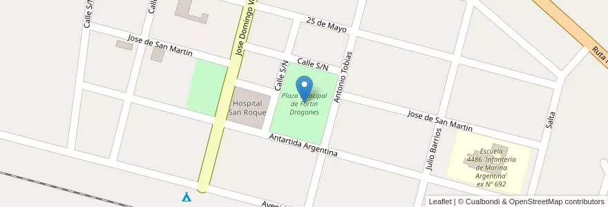 Mapa de ubicacion de Plaza Principal de Fortin Dragones en Argentinien, Salta, General San Martín, Municipio De Embarcación.