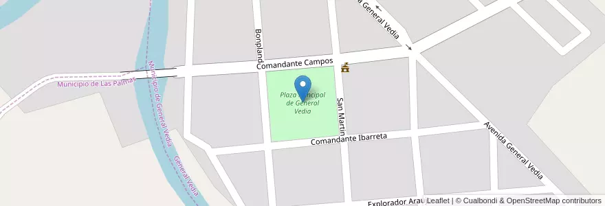 Mapa de ubicacion de Plaza Principal de General Vedia en آرژانتین, Chaco, Departamento Bermejo, Municipio De General Vedia, General Vedia.