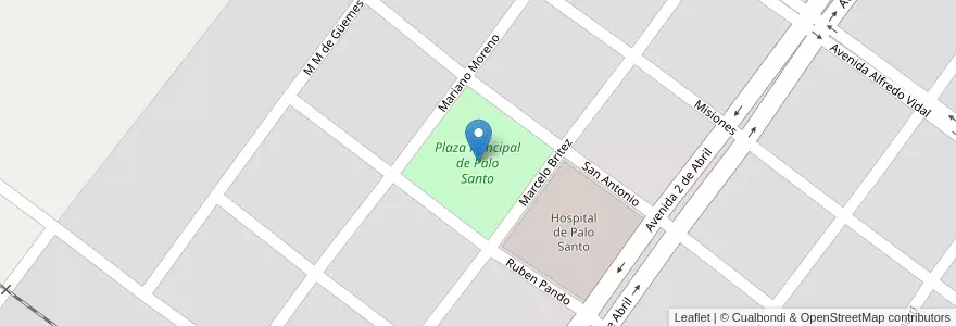 Mapa de ubicacion de Plaza Principal de Palo Santo en Arjantin, Formosa, Departamento Pirané, Municipio De Palo Santo.