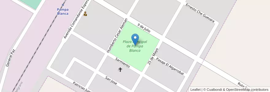 Mapa de ubicacion de Plaza Principal de Pampa Blanca en Argentina, Jujuy, Departamento El Carmen, Municipio De Pampa Blanca, Pampa Blanca.
