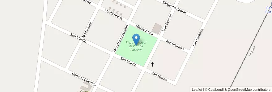 Mapa de ubicacion de Plaza Principal de Parada Pucheta en Arjantin, Corrientes, Departamento Paso De Los Libres, Municipio De Parada Pucheta.