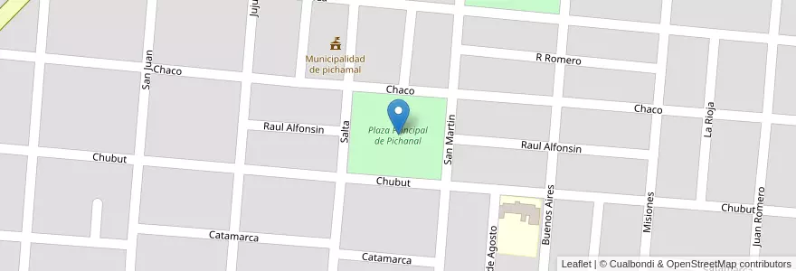 Mapa de ubicacion de Plaza Principal de Pichanal en الأرجنتين, Salta, Orán, Municipio De Pichanal, Pichanal.