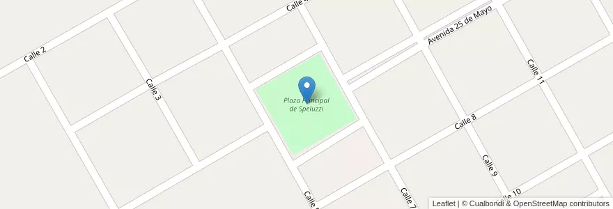 Mapa de ubicacion de Plaza Principal de Speluzzi en アルゼンチン, ラ・パンパ州, Departamento Maracó, Comisión De Fomento De Speluzzi.