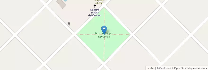 Mapa de ubicacion de Plaza principal San Jorge en Argentina, Provincia Di Buenos Aires, Partido De Laprida.