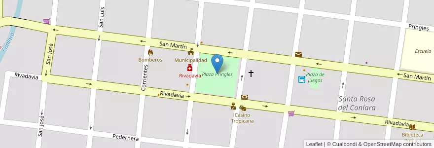 Mapa de ubicacion de Plaza Pringles en 아르헨티나, San Luis, Junín, Municipio De Santa Rosa Del Conlara.