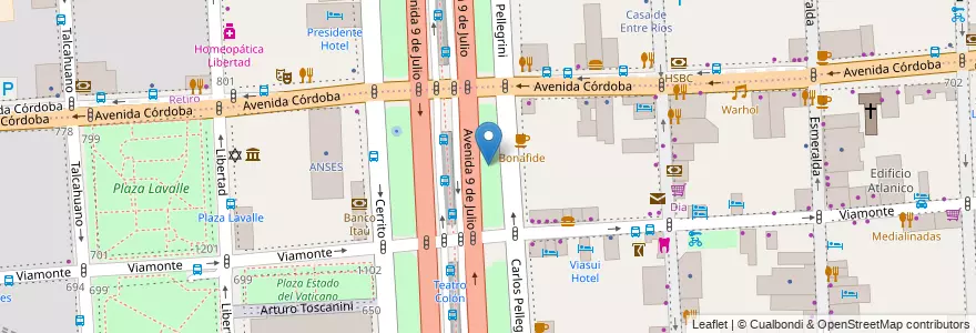 Mapa de ubicacion de Plaza Provincia de Santa Cruz, San Nicolas en 아르헨티나, Ciudad Autónoma De Buenos Aires, Comuna 1, 부에노스아이레스.