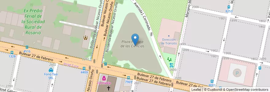 Mapa de ubicacion de Plaza Pública de las Ciencias en Аргентина, Санта-Фе, Departamento Rosario, Municipio De Rosario, Росарио.